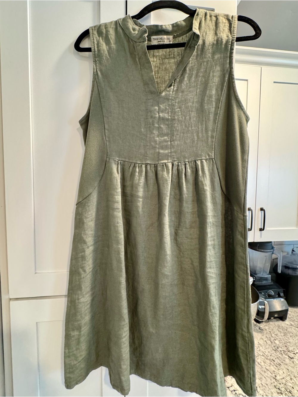 SAGE GREEN Linen Sleeveless Babydoll Dress